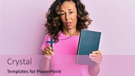  Presentation with hispanic - Beautiful PPT layouts featuring middle-age-hispanic-woman-holding backdrop and a lemonade colored foreground