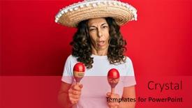  Presentation with hispanic - Presentation design with middle-age-hispanic-woman-holding background and a red colored foreground