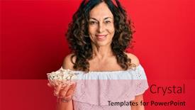  Presentation with pumpkin seeds - Presentation having middle-age-hispanic-woman-holding background and a red colored foreground