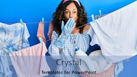  Presentation with hand washing - Cool new presentation design with middle-age-hispanic-woman-holding backdrop and a light blue colored foreground