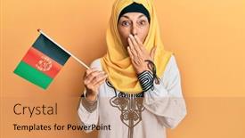  Presentation with afghanistan - Amazing presentation theme having middle-age-hispanic-woman-holding backdrop and a coral colored foreground