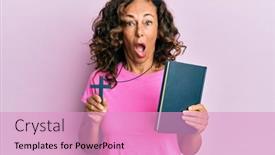  Presentation with christian bible study - Beautiful presentation design featuring middle-age-hispanic-woman-holding backdrop and a lemonade colored foreground