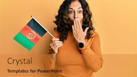  Presentation with afghanistan - Theme having middle-age-hispanic-woman-holding background and a gold colored foreground