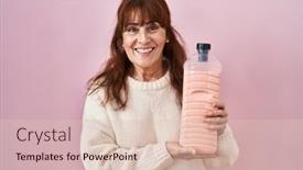  Presentation with cool - Presentation design having middle-age-hispanic-woman-holding background and a lemonade colored foreground