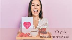  Presentation with hispanic - Slides consisting of middle-age-hispanic-woman-holding background and a coral colored foreground