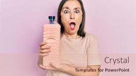  Presentation with hispanic - PPT theme having middle-age-hispanic-woman-holding background and a lemonade colored foreground