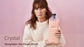  Presentation with woman crying - Slide set enhanced with middle-age-hispanic-woman-holding background and a  colored foreground