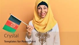  Presentation with afghanistan - Slide deck consisting of middle-age-hispanic-woman-holding background and a coral colored foreground