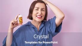  Presentation with hispanic - PPT theme with middle-age-hispanic-woman-holding background and a  colored foreground