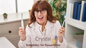  Presentation with ordinary - Presentation theme with middle-age-hispanic-woman-holding background and a soft green colored foreground