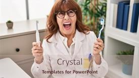  Presentation with ordinary - Presentation enhanced with middle-age-hispanic-woman-holding background and a soft green colored foreground