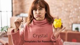  Presentation with puffing - Slide set with middle-age-hispanic-woman-holding background and a red colored foreground