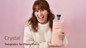  Presentation with crazy - Presentation theme having middle-age-hispanic-woman-holding background and a lemonade colored foreground