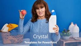  Presentation with virus - PPT theme featuring middle-age-hispanic-woman-holding background and a teal colored foreground