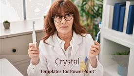  Presentation with ordinary - PPT theme featuring middle-age-hispanic-woman-holding background and a soft green colored foreground