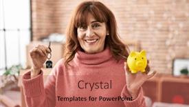  Presentation with keys - Slides featuring middle-age-hispanic-woman-holding background and a  colored foreground