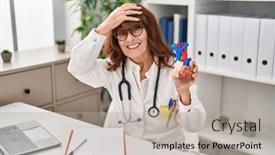  Presentation with stressed - PPT layouts consisting of middle-age-hispanic-woman-holding background and a light gray colored foreground