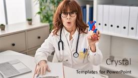  Presentation with sense organ - Presentation theme having middle-age-hispanic-woman-holding and a soft green colored foreground