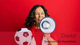  Presentation with hooligan - Amazing presentation theme having middle-age-hispanic-woman-hooligan backdrop and a red colored foreground