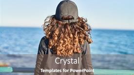  Presentation with woman sport - Slide deck with middle-age-hispanic-woman-looking background and a  colored foreground