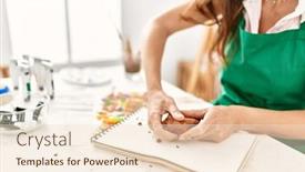  Presentation with ceramics - Presentation theme having middle-age-hispanic-woman-make background and a  colored foreground