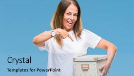  Presentation with moving - Amazing slide deck having middle age hispanic woman moving backdrop and a light blue colored foreground