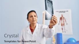  Presentation with rehab clinic - PPT layouts featuring middle-age-hispanic-woman-physiotherapist background and a lemonade colored foreground