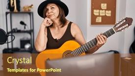  Presentation with music classic - Slide set featuring middle-age-hispanic-woman-playing background and a  colored foreground