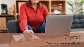  Presentation with psychology - Slides featuring middle-age-hispanic-woman-psychologist background and a  colored foreground