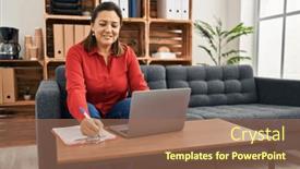  Presentation with psychology - Slide set with middle-age-hispanic-woman-psychologist background and a coral colored foreground