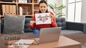  Presentation with psychology - Presentation theme enhanced with middle-age-hispanic-woman-psychologist background and a coral colored foreground