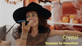  Presentation with voice - PPT layouts enhanced with middle-age-hispanic-woman-sending background and a  colored foreground