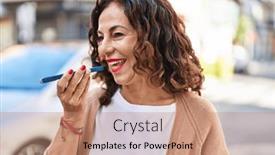  Presentation with voice - PPT layouts with middle-age-hispanic-woman-sending and a coral colored foreground