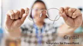  Presentation with clothing - Slide deck having middle-age-hispanic-woman-shopkeeper and a  colored foreground