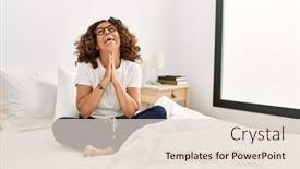  Presentation with praying hands - Theme consisting of middle-age-hispanic-woman-sitting background and a lemonade colored foreground