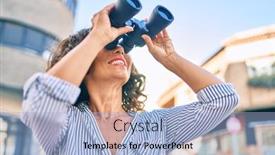  Presentation with new opportunity - Slides consisting of middle-age-hispanic-woman-smiling background and a light blue colored foreground