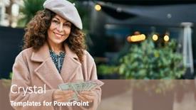  Presentation with indian woman - PPT theme with middle-age-hispanic-woman-smiling background and a coral colored foreground