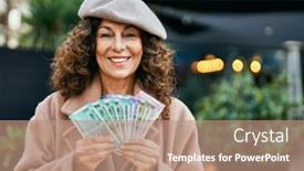  Presentation with indian woman - Presentation design with middle-age-hispanic-woman-smiling background and a coral colored foreground