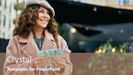  Presentation with indian woman - Cool new PPT theme with middle-age-hispanic-woman-smiling backdrop and a coral colored foreground