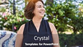  Presentation with outdoors - Presentation theme enhanced with middle-age-hispanic-woman-smiling and a wine colored foreground