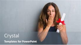  Presentation with shame - Slides enhanced with middle age hispanic woman standing over grey grunge wall holding diploma cover mouth with hand shocked with shame for mistake expression of fear scared in silence secret concept background and a gray colored foreground