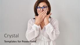  Presentation with hispanic - Presentation theme having middle-age-hispanic-woman-standing background and a  colored foreground