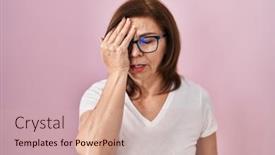  Presentation with face pain - Theme consisting of middle-age-hispanic-woman-standing background and a  colored foreground