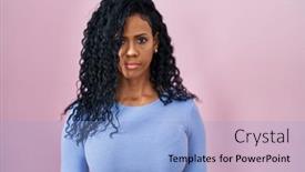  Presentation with pink simple - Presentation design with middle-age-hispanic-woman-standing background and a light blue colored foreground