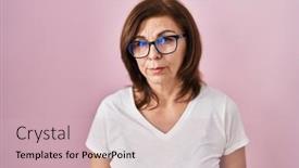  Presentation with woman crying - Presentation design enhanced with middle-age-hispanic-woman-standing background and a  colored foreground