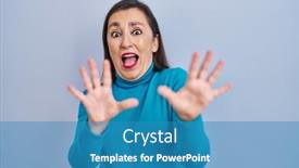  Presentation with panic - Theme featuring middle-age-hispanic-woman-standing background and a teal colored foreground