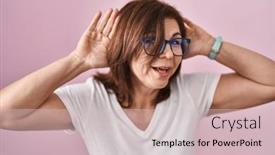  Presentation with deaf - PPT layouts featuring middle-age-hispanic-woman-standing background and a soft green colored foreground