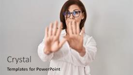  Presentation with panic - Presentation with middle-age-hispanic-woman-standing background and a light gray colored foreground