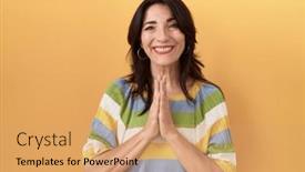  Presentation with forgiveness - Presentation theme with middle-age-hispanic-woman-standing background and a coral colored foreground