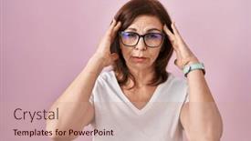  Presentation with stress - Slide deck consisting of middle-age-hispanic-woman-standing background and a coral colored foreground